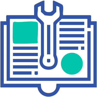 Mechanic manual and wrench for car service manuals translation