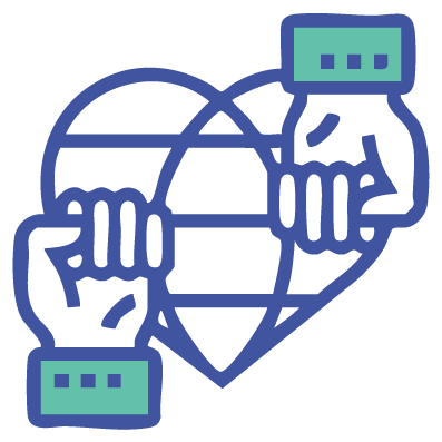A heart with two hands representing inclusive and accesible translation services