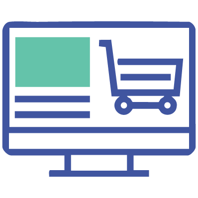 Computer screen with an online shop for website and ecommerce translation