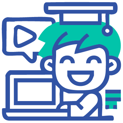 Persona watching an educational video for eLearning and online course translation
