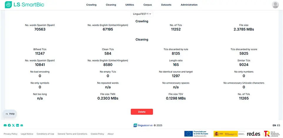 SmartBiC: Innovating Efficient Linguistic Data SmartBic main menu screen